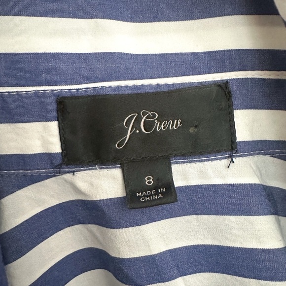 J. Crew Blue & White Striped Long-Sleeve Button-Down Shirtdress | Size 8 - Picture 6 of 6